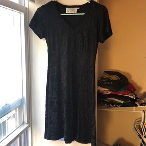 Size small black bodycon velvet-patterned dress